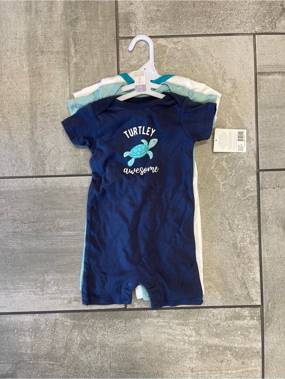 Hudson Baby cotton rompers sea turtle 9-12 months
